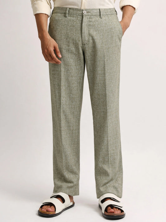 Elastic Linen Olive Trouser