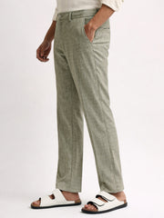 Elastic Linen Olive Trouser