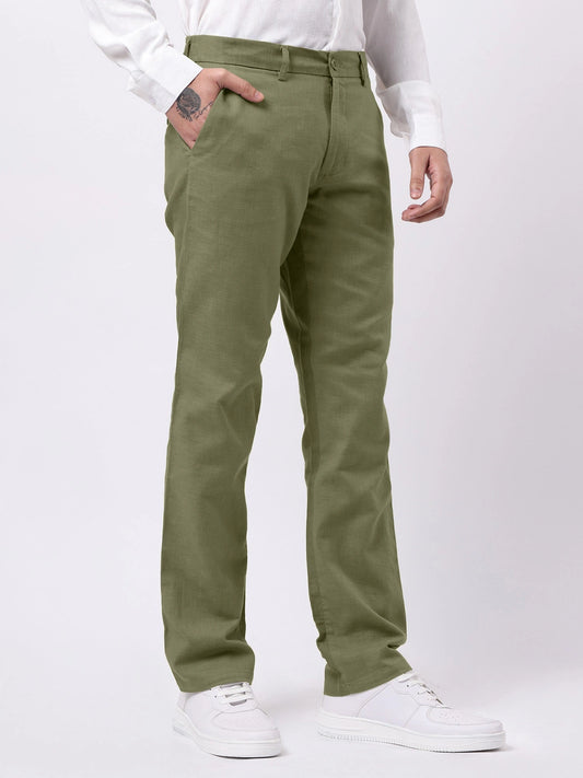 Madrad Linen Blend Olive Trouser