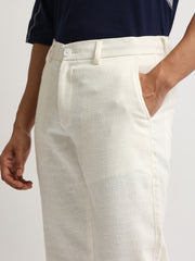 Elastic Linen White Trouser