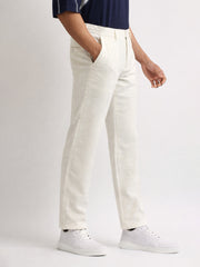 Elastic Linen White Trouser
