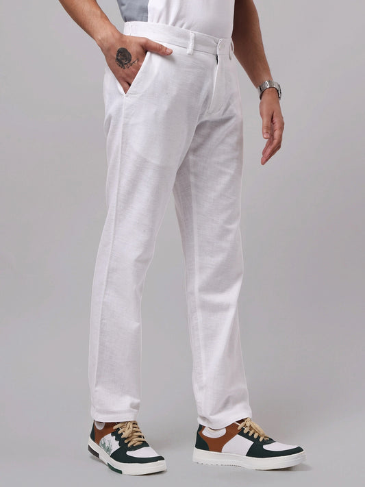 Madrad Linen Blend White Trouser