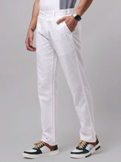 Madrad Linen Blend White Trouser