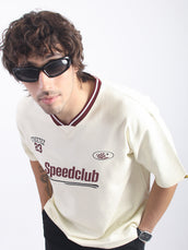 Speed Club Cream Half Sleeve T-Shirt