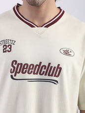 Speed Club Cream Half Sleeve T-Shirt