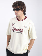 Speed Club Cream Half Sleeve T-Shirt