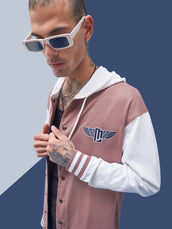 Dusty Pink hooded M wing Full Sleeve Shacket