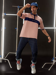 California Pink & Navy Oversized Polo T-Shirt