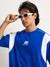 CutPanel Stich Royal Blue Half Sleeve T-Shirt