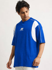 CutPanel Stich Royal Blue Half Sleeve T-Shirt