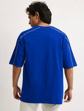 CutPanel Stich Royal Blue Half Sleeve T-Shirt