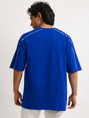 CutPanel Stich Royal Blue Half Sleeve T-Shirt
