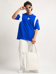 CutPanel Stich Royal Blue Half Sleeve T-Shirt