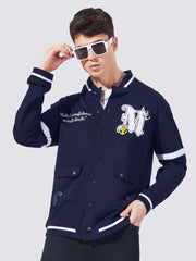 Varsity Navy Full Sleeve Jacket