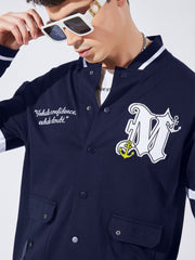 Varsity Navy Full Sleeve Jacket