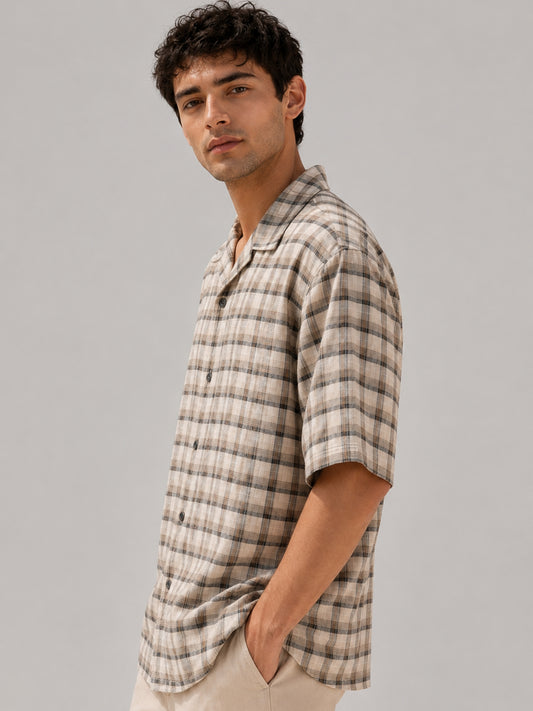 Plaid Checks Beige Shirt