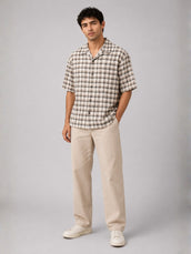 Plaid Checks Beige Shirt