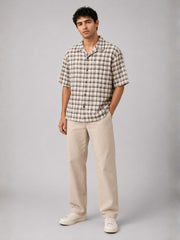 Plaid Checks Beige Shirt