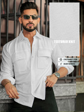 Elliot Cargo Knit White Lycra Full Sleeve Shirt