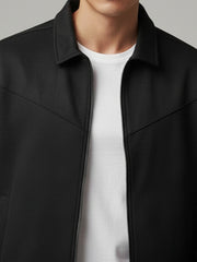 V Panel Black Full Sleeve Shacket