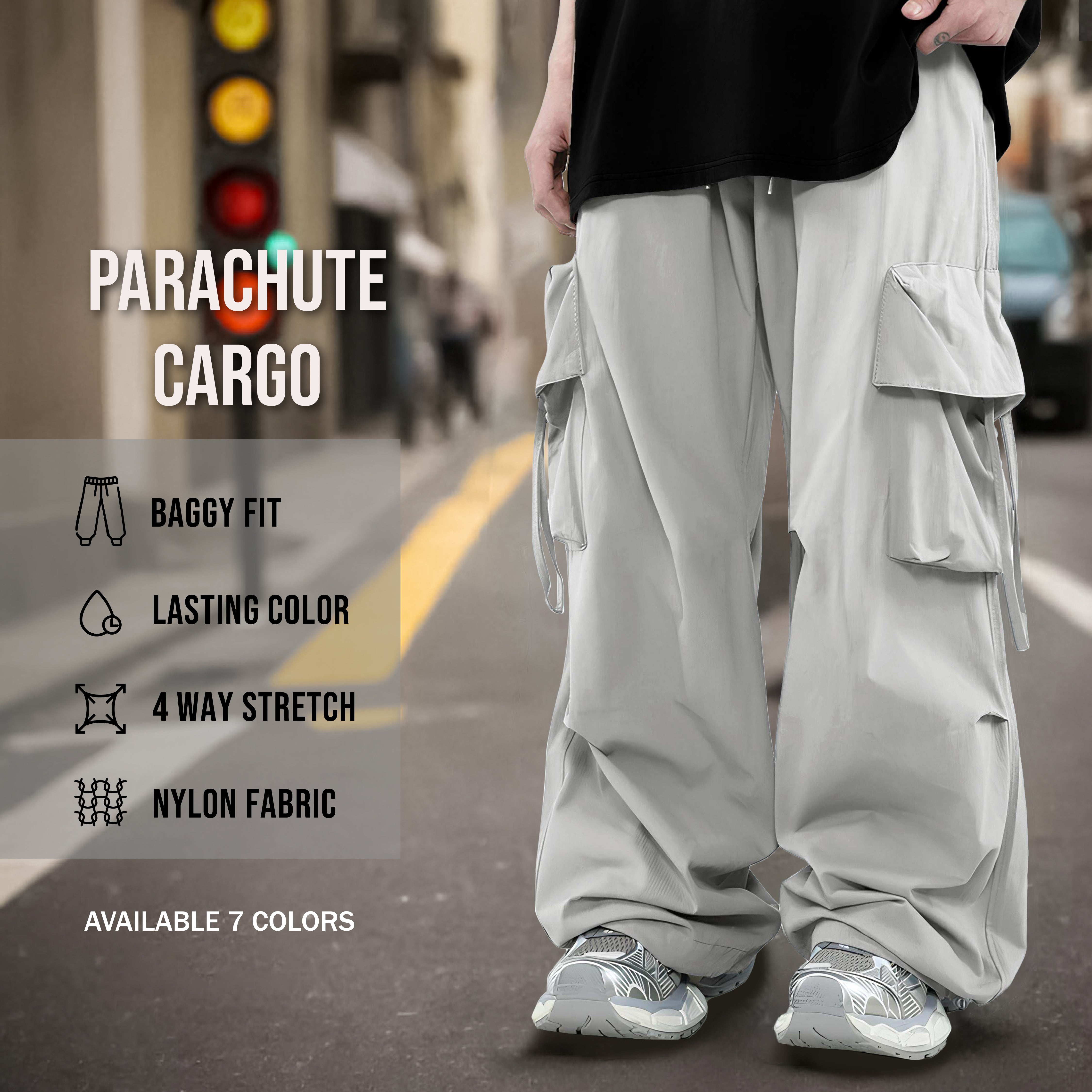 Parachute Umbrella Pocket Silver Grey Cargo