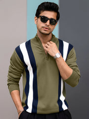 Empire Stripe Olive Full Sleeve T-Shirt