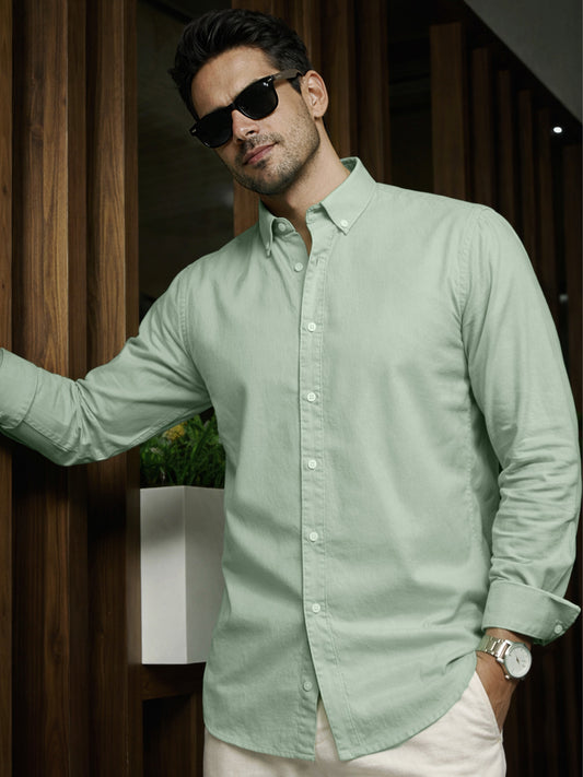 Oxford Light Green Full Sleeve Shirt