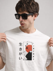 Ikigai Half White Half Sleeve T-Shirt