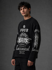 Waffle Cactus Black Full Sleeve T-Shirt
