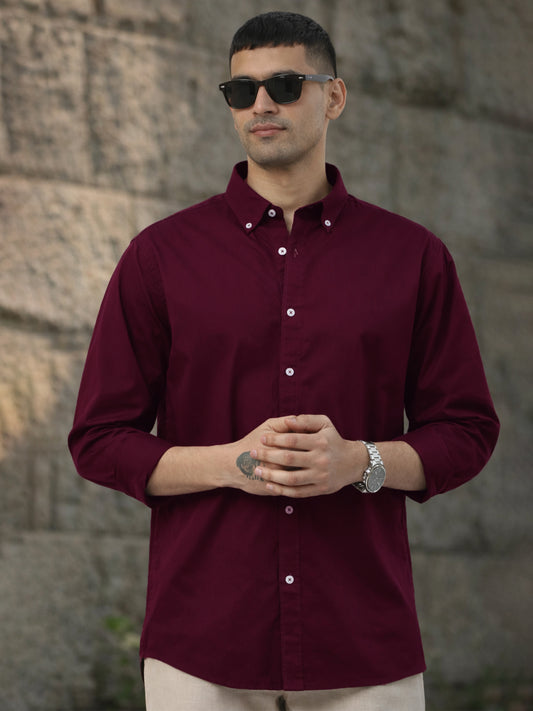Soft Twill Maroon Full Sleeve Shirt