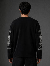 Waffle Cactus Black Full Sleeve T-Shirt