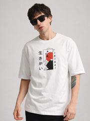 Ikigai Half White Half Sleeve T-Shirt