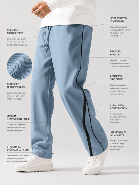 Power Piping Light Grey Baggy Trackpant