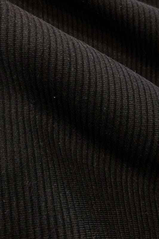 Cord Knit Textured Black Shirt