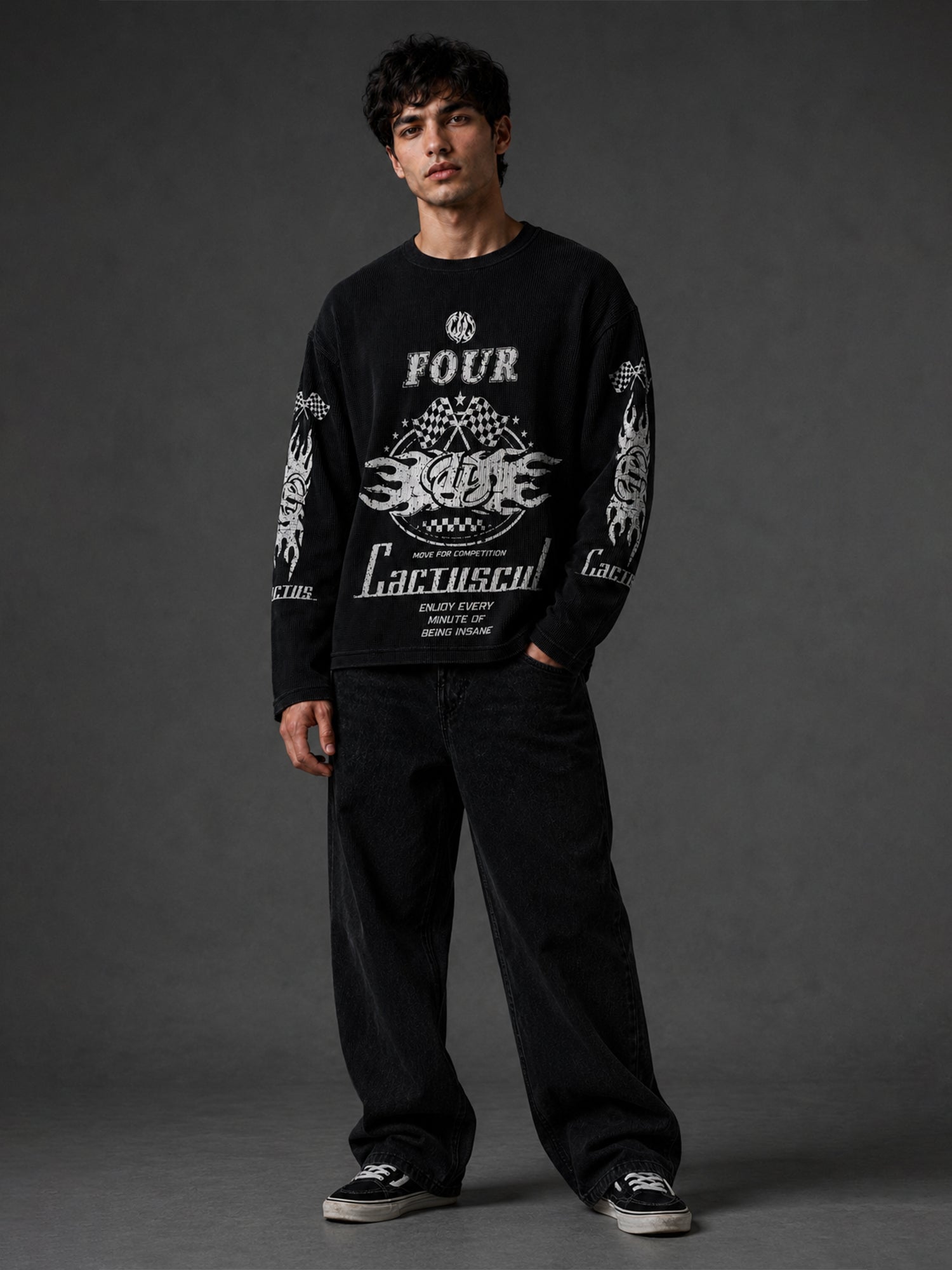 Black Waffle T-Shirt for Men - Full Sleeve – ManiacLife.com