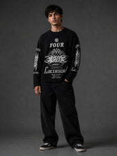 Waffle Cactus Black Full Sleeve T-Shirt