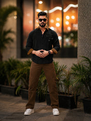 Brooklyn Knit Black Full Sleeve Shirt