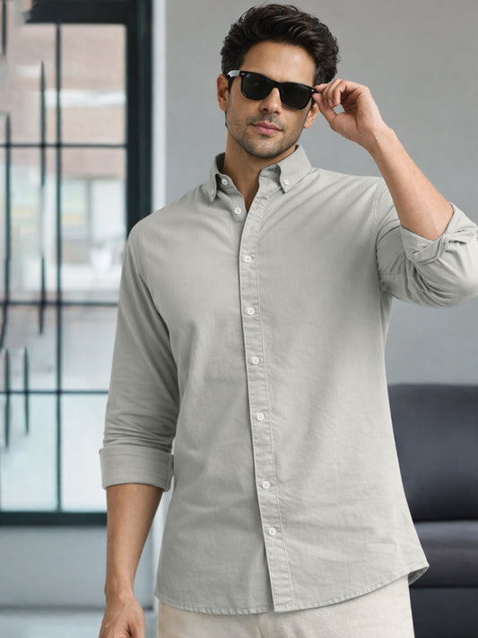 Oxford Silver Grey Full Sleeve Shirt