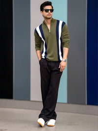Empire Stripe Olive Full Sleeve T-Shirt