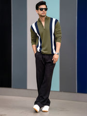 Empire Stripe Olive Full Sleeve T-Shirt