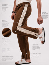 Brown bootcut zipper track pants for men - view 2