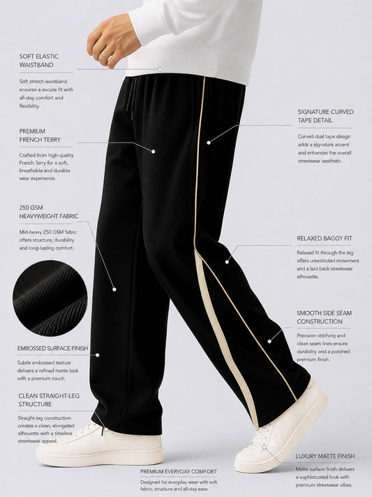 Power Piping Black Baggy Trackpant