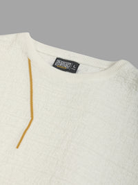 Linear Ripple White FlatKnit Half Sleeve T-Shirt