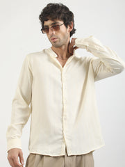 Self Jacquard Cream  Full Sleeve Shirt