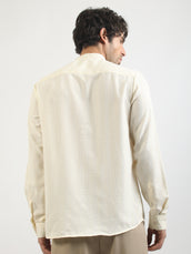 Self Jacquard Cream  Full Sleeve Shirt