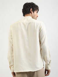 Self Jacquard Cream  Full Sleeve Shirt