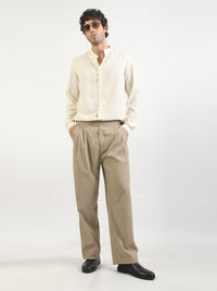 Self Jacquard Cream  Full Sleeve Shirt
