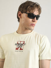 Sunset Day Cream Half Sleeve T-Shirt