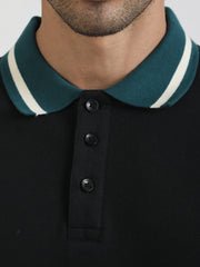 DualTone Black Half Sleeve Polo T-Shirt
