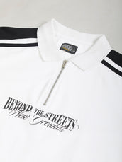 Printed White, Black Half Sleeve Polo T-Shirt